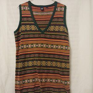 GAP Colorful Striped Patterned Knit Sweater Vest